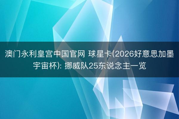 澳门永利皇宫中国官网 球星卡(2026好意思加墨宇宙杯): 挪威队25东说念主一览