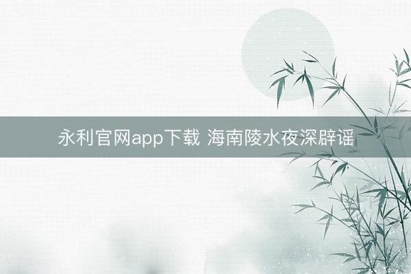 永利官网app下载 海南陵水夜深辟谣