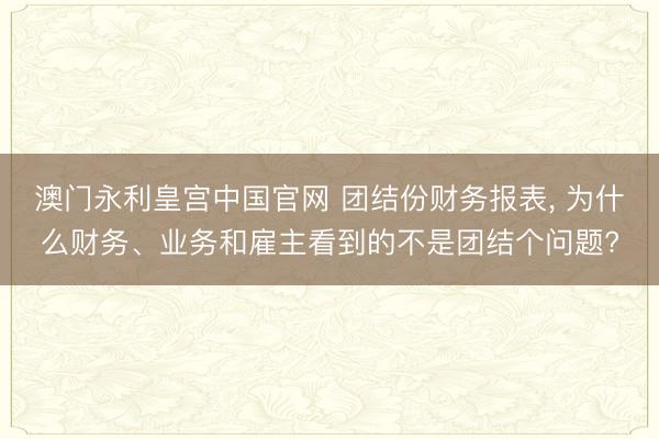 澳门永利皇宫中国官网 团结份财务报表， 为什么财务、业务和雇主看到的不是团结个问题?