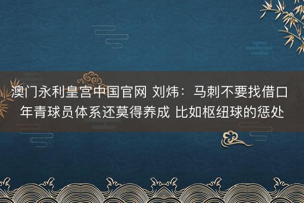 澳门永利皇宫中国官网 刘炜:马刺不要找借口 年青球员体系还莫得养成 比如枢纽球的惩处