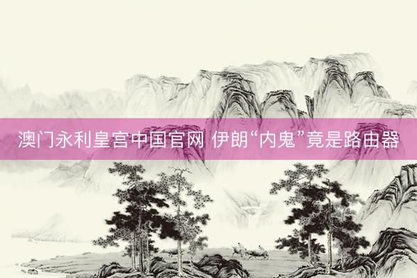 澳门永利皇宫中国官网 伊朗“内鬼”竟是路由器