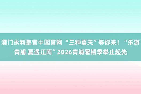 澳门永利皇宫中国官网 “三种夏天”等你来！“乐游青浦 夏遇江南”2026青浦暑期季举止起先